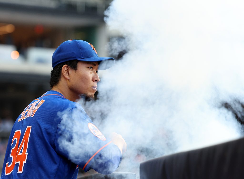 NEW YORK, NEW YORK - MAY 30:  Kodai Senga #34 of the New York Mets takes the field before the game against the Philadelphia Phillies at Citi Field on May 30, 2023 in the Flushing neighborhood of the Queens borough of New York City. (Photo by Elsa/Getty Images)
