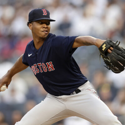 Brayan Bello of the Boston Red Sox pitches during the first inning against the New York Yankees at Yankee Stadium.