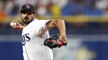 Zach Eflin of the Tampa Bay Rays delivers a pitch during the first inning against the Philadelphia Phillies at Tropicana Field.