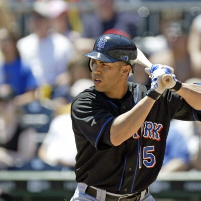 PITTSBURGH, PA - JULY 10: Carlos Beltran #15 of the New York Mets bats against the Pittsburgh Pirates during a Major League Baseball game at PNC Park on July 10, 2005 in Pittsburgh, Pennsylvania. The Mets defeated the Pirates 6-1. (Photo by George Gojkovich/Getty Images)