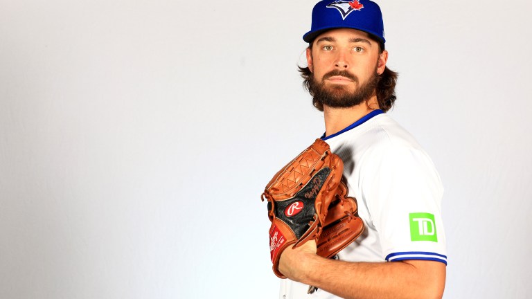 Hagen Danner of the Toronto Blue Jays poses for a portrait during photo day at TD Ballpark.