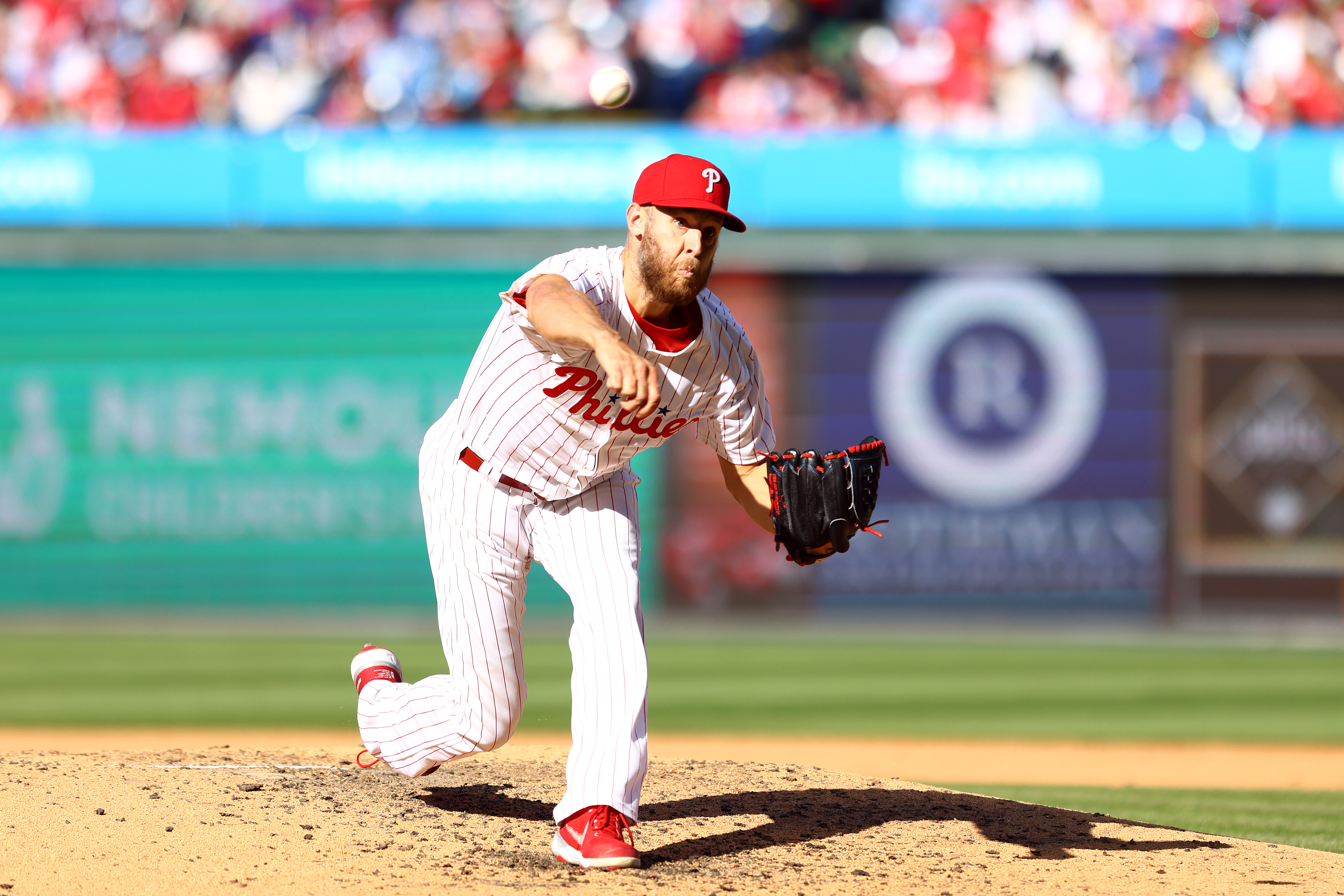 Zack Wheeler of the Philadelphia Phillies pitches during the sixth inning against the Atlanta Braves at Citizens Bank Park.