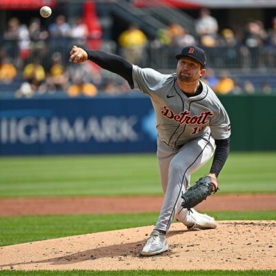 Casey Mize of the Detroit Tigers delivers a pitch in the second inning during the game against the Pittsburgh Pirates at PNC Park.