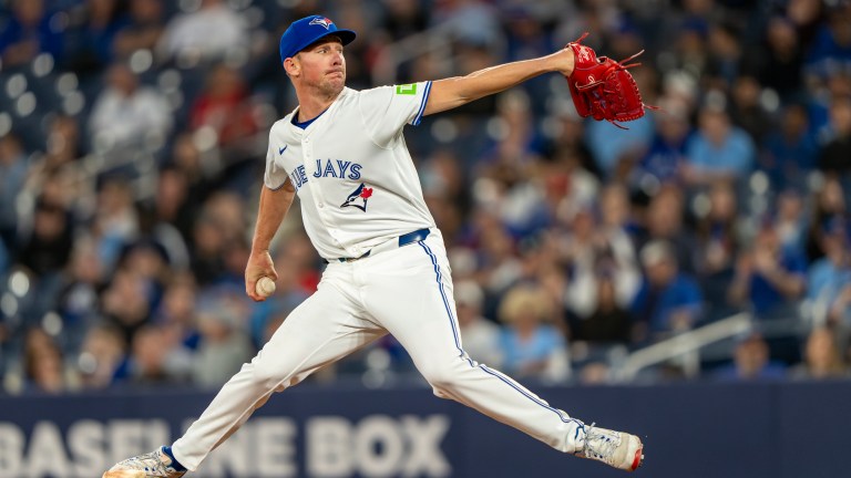 Chris Bassitt of the Toronto Blue Jays pitches to the Seattle Mariners during the first inning at the Rogers Centre.