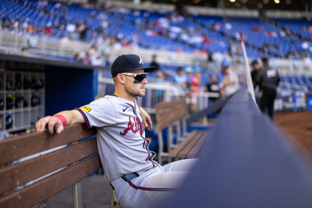 MIAMI, FLORIDA - APRIL 13: Jarred Kelenic #23 of the Atlanta Braves before their game against the Miami Marlins at loanDepot park on April 13, 2024 in Miami, Florida. (Photo by Brennan Asplen/Getty Images)