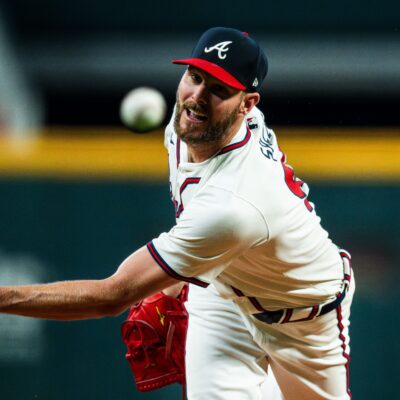 Chris Sale of Atlanta Braves pitches during the sixth inning against the Boston Red Sox at Truist Park.