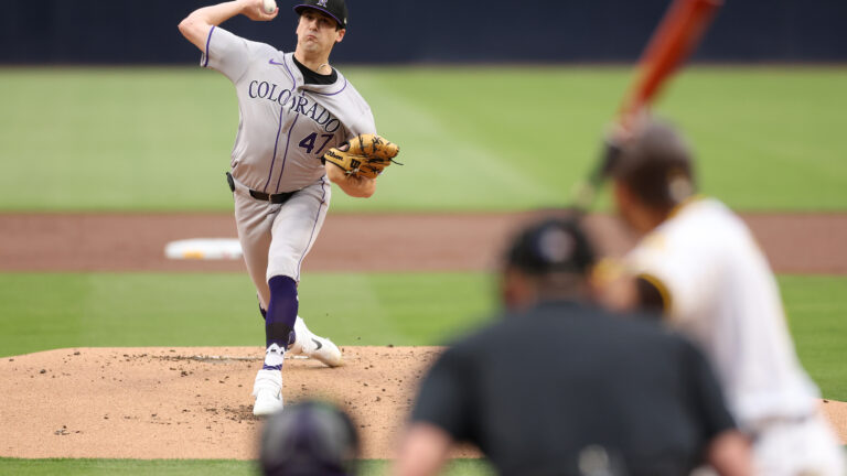 Cal Quantrill #47 of the Colorado Rockies