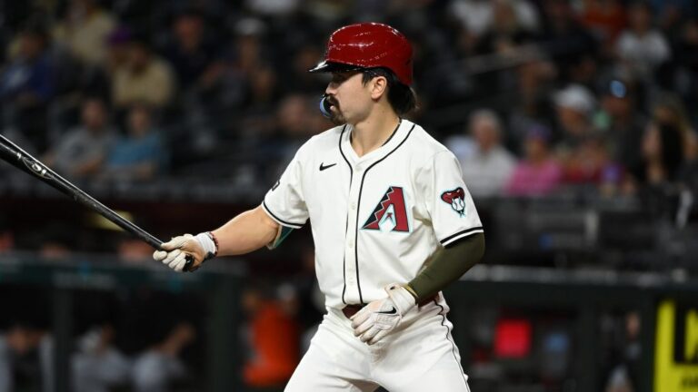 Center fielder Corbin Carroll of the Arizona Diamondbacks gets ready in the batters box against the Detroit Tigers at Chase Field.