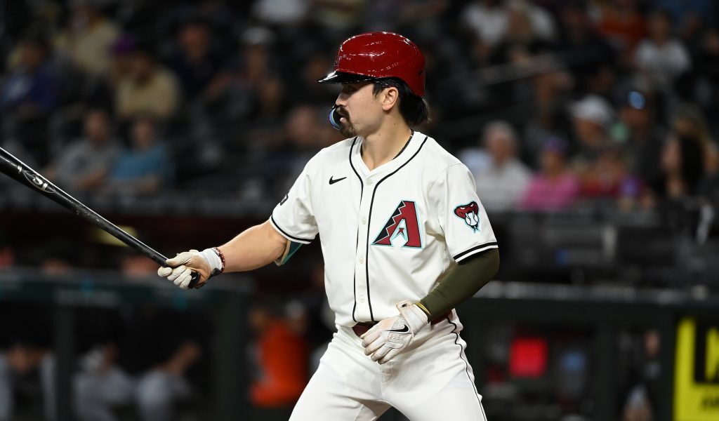 Center fielder Corbin Carroll of the Arizona Diamondbacks gets ready in the batters box against the Detroit Tigers at Chase Field.
