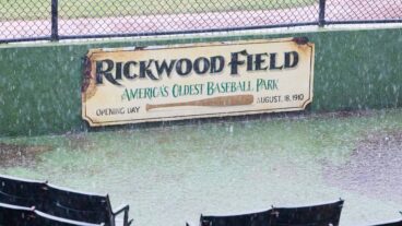 A detail shot of Rickwood signage during the Rickwood Field Event Name and Logo Unveiling at Rickwood Field.