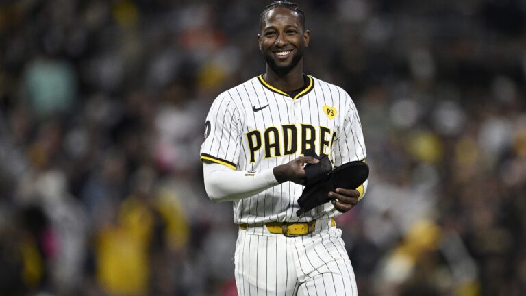Jurickson Profar of the San Diego Padres smiles.
