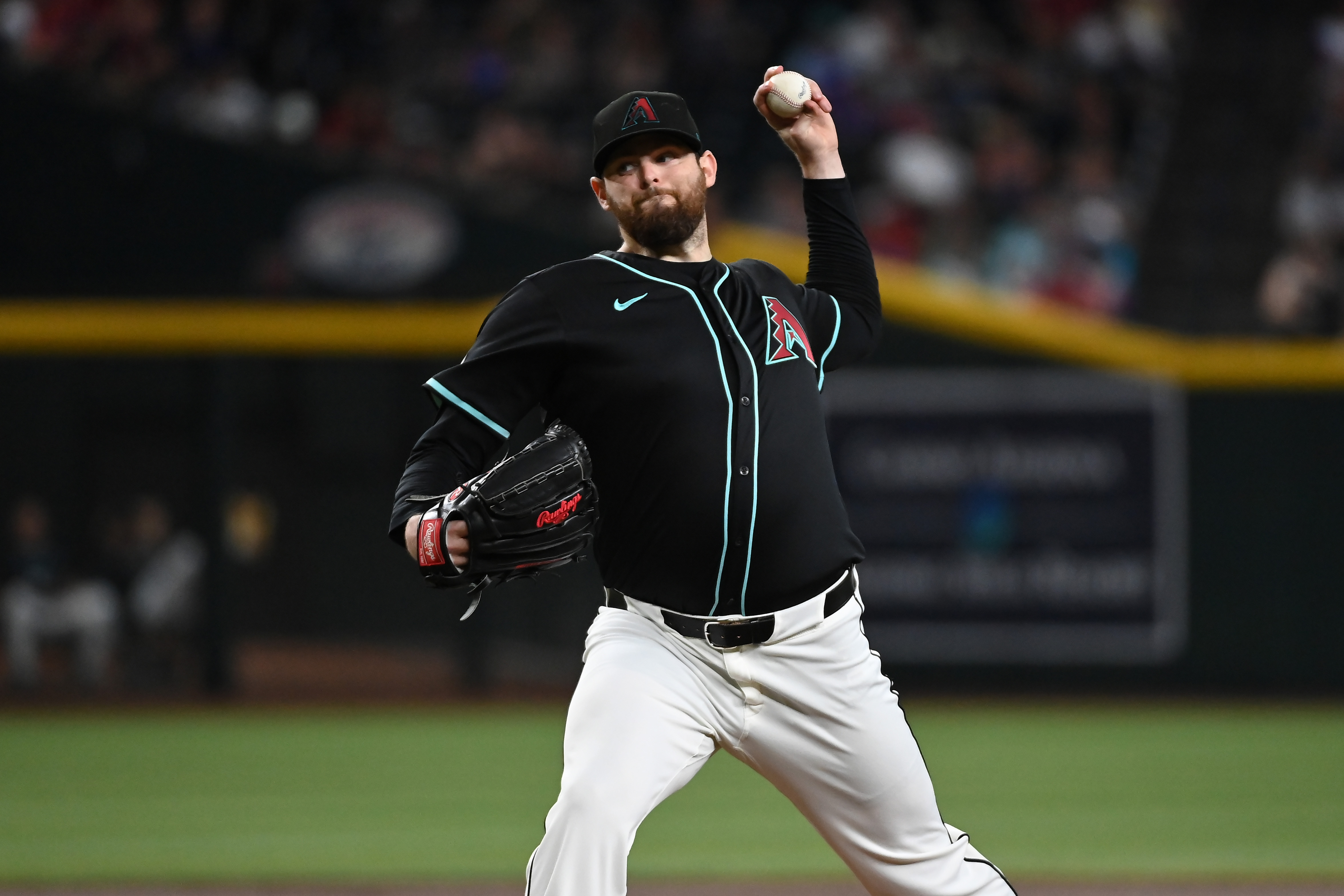 Jordan Montgomery of the Arizona Diamondbacks delivers a pitch against the San Francisco Giants at Chase Field.