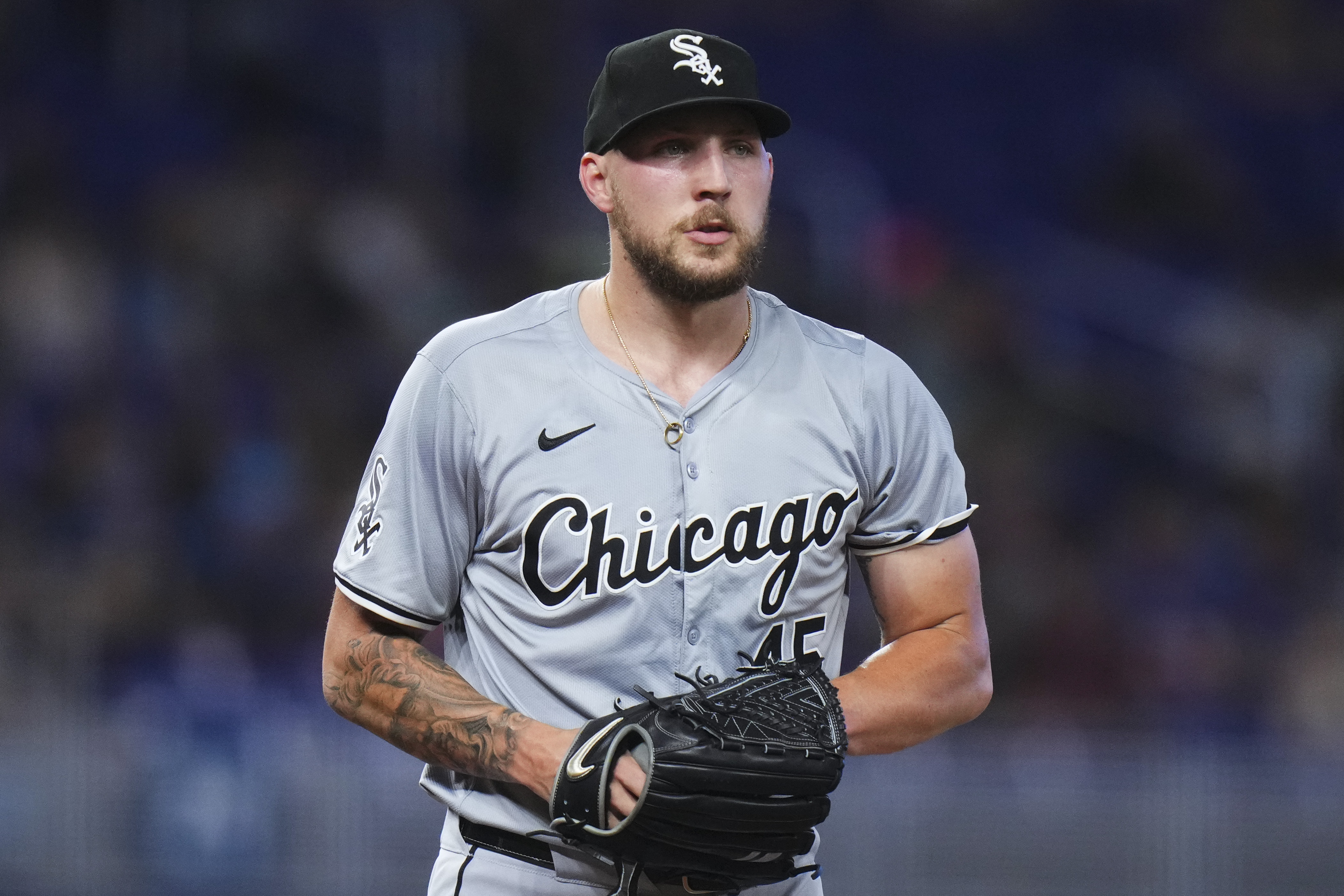 Garrett Crochet of the Chicago White Sox throws a pitch during a game against the Miami Marlins at loanDepot Park.