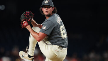 Kyle Finnegan of the Washington Nationals pitches against the St. Louis Cardinals during the ninth inning at Nationals Park.
