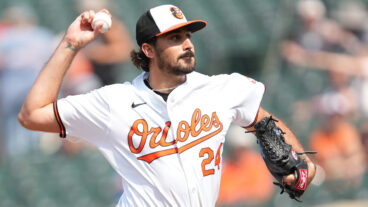 Zach Eflin of the Baltimore Orioles pitches in the second inning during game one of a doubleheader against the Toronto Blue Jays at the Oriole Park at Camden Yards.