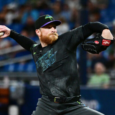 Drew Rasmussen of the Tampa Bay Rays delivers a pitch to the Baltimore Orioles in the first inning at Tropicana Field.
