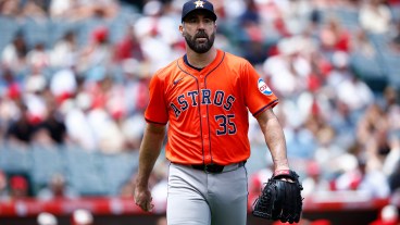 ANAHEIM, CALIFORNIA - JUNE 09: Justin Verlander #35 of the Houston Astros walks to the dugout after the third out against the Los Angeles Angels in the second inning at Angel Stadium of Anaheim on June 09, 2024 in Anaheim, California. (Photo by Ronald Martinez/Getty Images)