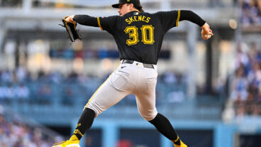 Paul Skenes of the Pittsburgh Pirates pitches in the bottom of the second inning during the regular season game against the Los Angeles Dodgers.