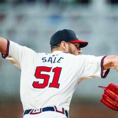 NL Cy Young contender Chris Sale of Atlanta Braves pitches during the fifth inning against the Milwaukee Brewers at Truist Park.