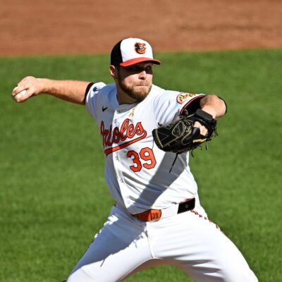 BALTIMORE, MARYLAND - SEPTEMBER 02, 2024: Corbin Burnes #39 of the Baltimore Orioles throws a pitch during the third inning against the Chicago White Sox at Oriole Park at Camden Yards on September 02, 2024 in Baltimore, Maryland. (Photo by Chris Bernacchi/Diamond Images via Getty Images)