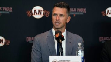 Buster Posey speaks during a press conference announcing his new role as President of Baseball Operations of the San Francisco Giants at Oracle Park.
