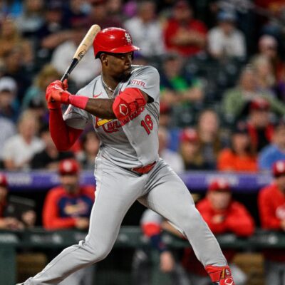 DENVER, CO - SEPTEMBER 24: St. Louis Cardinals outfielder Jordan Walker (18) bats in the second inning during a game between the St. Louis Cardinals and the Colorado Rockies at Coors Field on September 24, 2024 in Denver, Colorado. (Photo by Dustin Bradford/Icon Sportswire via Getty Images)