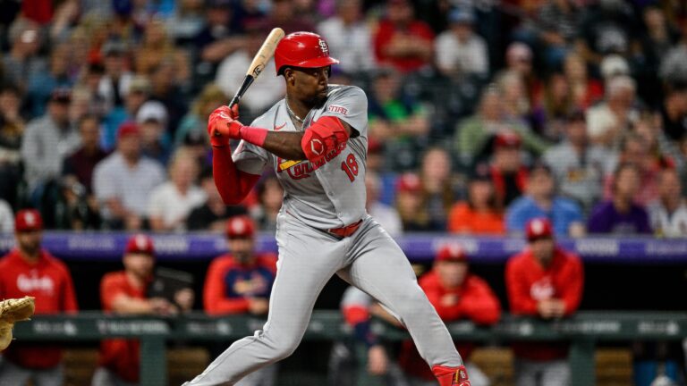 DENVER, CO - SEPTEMBER 24: St. Louis Cardinals outfielder Jordan Walker (18) bats in the second inning during a game between the St. Louis Cardinals and the Colorado Rockies at Coors Field on September 24, 2024 in Denver, Colorado. (Photo by Dustin Bradford/Icon Sportswire via Getty Images)