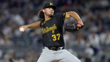NEW YORK, NEW YORK - SEPTEMBER 27: Jared Jones #37 of the Pittsburgh Pirates in action against the New York Yankees at Yankee Stadium on September 27, 2024 in New York City. The Pirates defeated the Yankees 4-2. (Photo by Jim McIsaac/Getty Images)