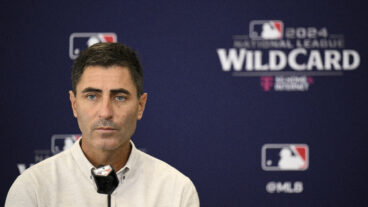 President of baseball operations and general manager AJ Preller of the San Diego Padres speaks to the media during a press conference prior to Game One of the Wild Card Series against the Atlanta Braves at Petco Park.