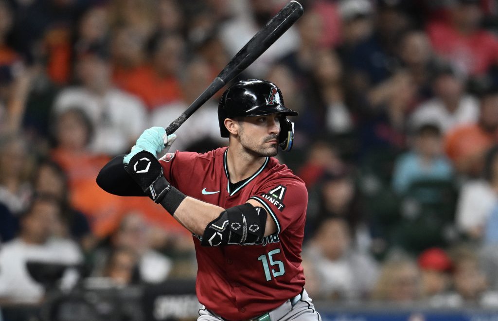 Randal Grichuk of the Arizona Diamondbacks bats against the Houston Astros at Minute Maid Park.