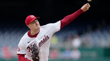 Patrick Corbin of the Washington Nationals pitches to the Kansas City Royals during the first inning at Nationals Park.