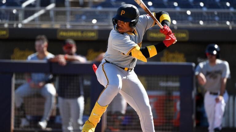 Termarr Johnson of the Scottsdale Scorpions bats during the game between the Scottsdale Scorpions and the Peoria Javelinas at Peoria Sports Complex.