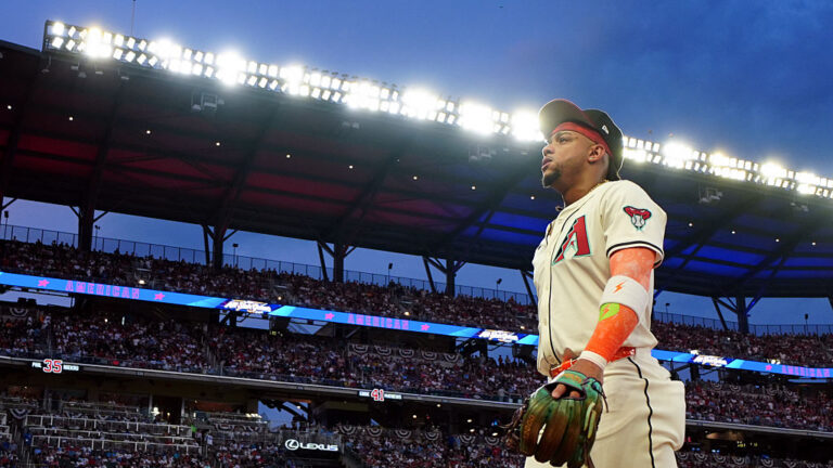 ATLANTA, GA - JULY 15: Ketel Marte #4 of the Arizona Diamondbacks returns to the dugout between innings during the 95th MLB All-Star Game presented by Mastercard at Truist Park on Tuesday, July 15, 2025 in Atlanta, Georgia. (Photo by Daniel Shirey/MLB Photos via Getty Images)