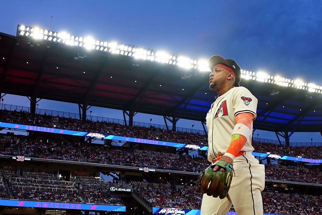 ATLANTA, GA - JULY 15: Ketel Marte #4 of the Arizona Diamondbacks returns to the dugout between innings during the 95th MLB All-Star Game presented by Mastercard at Truist Park on Tuesday, July 15, 2025 in Atlanta, Georgia. (Photo by Daniel Shirey/MLB Photos via Getty Images)