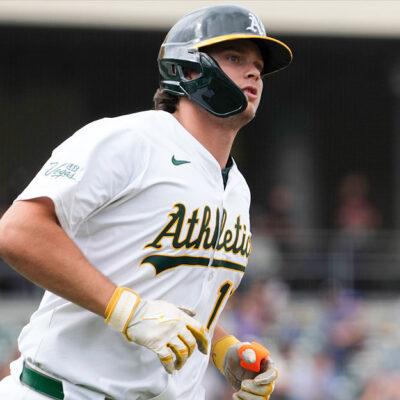 SACRAMENTO, CA - SEPTEMBER 28: Nick Kurtz #16 of the Athletics rounds the bases after hitting a home run during the game between the Kansas City Royals and the Athletics at Sutter Health Park on Sunday, September 28, 2025 in Sacramento, California. (Photo by Bryan Kennedy/MLB Photos via Getty Images)