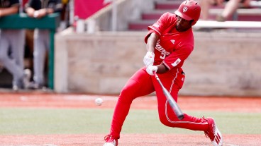 College Baseball Big Ten: Purdue at IndianaIndiana Hoosiers infielder Devin Taylor grounds out to second in the bottom of the first inning during a college baseball game between the Purdue Boilermakers and the Indiana Hoosiers.