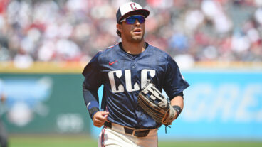 CLEVELAND, OHIO - JULY 07, 2024: Tyler Freeman #2 of the Cleveland Guardians runs off the field during the fourth inning against the San Francisco Giants at Progressive Field on July 07, 2024 in Cleveland, Ohio. (Photo by George Kubas/Diamond Images via Getty Images)