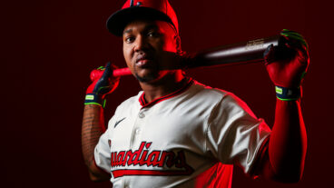 GOODYEAR, ARIZONA - FEBRUARY 20: José Ramírez #11 of the Cleveland Guardians poses for a portrait during Cleveland Guardians photo day at Goodyear Ballpark on February 20, 2025 in Goodyear, Arizona. (Photo by Mike Christy/Getty Images)