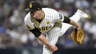 Stephen Kolek of the San Diego Padres pitches against the Los Angeles Dodgers during the sixth inning at Petco Park.