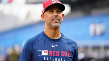 MONTERREY, MEXICO - MARCH 24: Manager Alex Cora #13 of the Boston Red Sox looks on during batting practice prior to the game between the Boston Red Sox and the Sultanes de Monterrey at Estadio Mobil Super on Monday, March 24, 2025 in Monterrey, Mexico. (Photo by Mary DeCicco/MLB Photos via Getty Images)