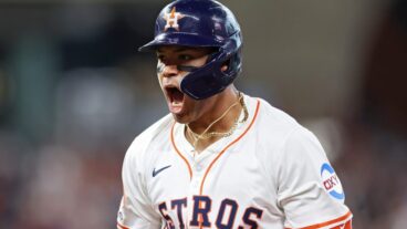 HOUSTON, TEXAS - MARCH 27: Cam Smith #11 of the Houston Astros celebrates after hitting an RBI single against the New York Mets during the second inning on Opening Day at Daikin Park on March 27, 2025 in Houston, Texas. (Photo by Tim Warner/Getty Images)