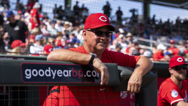 GOODYEAR, ARIZONA - FEBRUARY 24: Manager Terry Francona #77 of the Cincinnati Reds smiles before a game against the Los Angeles Dodgers at Goodyear Ballpark on February 24, 2025 in Goodyear, Arizona. (Photo by Kate Woolson/Cincinnati Reds/Getty Images)