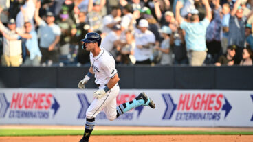 Kameron Misner of the Tampa Bay Rays rounds the bases after hitting a walk-off home run in the ninth inning to defeat the Colorado Rockies 3-2 in the MLB home opener at George M. Steinbrenner Field.