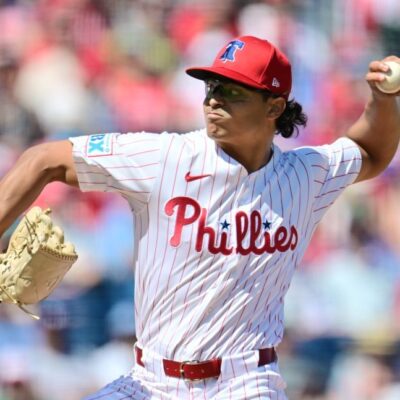 Jesús Luzardo of the Philadelphia Phillies delivers a pitch in the first inning against the Boston Red Sox during a Grapefruit League spring training game at BayCare Ballpark.