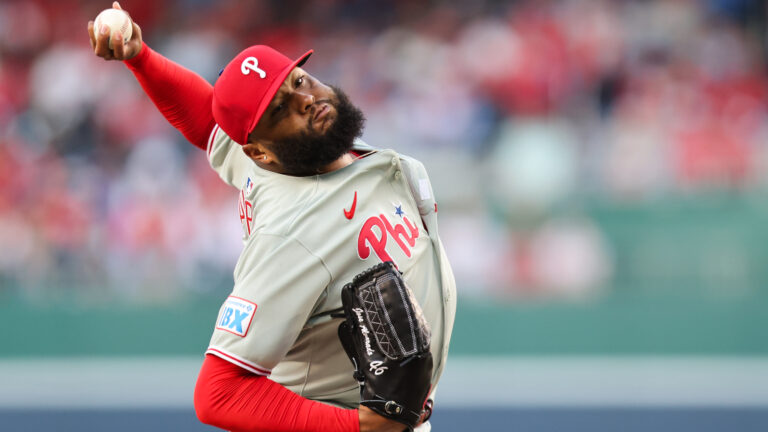 José Alvarado of the Philadelphia Phillies pitches during the game between the Philadelphia Phillies and the Washington Nationals at Nationals Park.