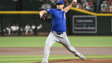Justin Steele of the Chicago Cubs pitches in the first inning against the Arizona Diamondbacks on Opening Day.