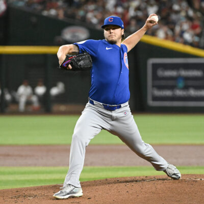 Justin Steele of the Chicago Cubs pitches in the first inning against the Arizona Diamondbacks on Opening Day.