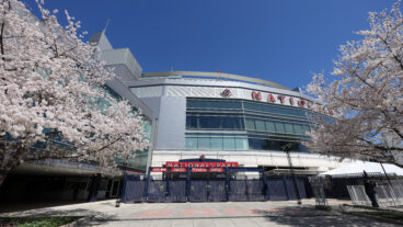 WASHINGTON, DC - MARCH 27: A general view of an entrance to the stadium with Cherry Blossom trees prior to the game between the Philadelphia Phillies and the Washington Nationals at Nationals Park on Thursday, March 27, 2025 in Washington, District of Columbia. (Photo by Rob Tringali/MLB Photos via Getty Images)