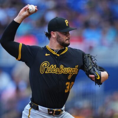 MIAMI, FLORIDA - MARCH 27: Paul Skenes #30 of the Pittsburgh Pirates throws a pitch during the first inning against the Miami Marlins on Opening Day at loanDepot park on March 27, 2025 in Miami, Florida. (Photo by Rich Storry/Getty Images)