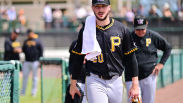 SARASOTA, FLORIDA - MARCH 01: Paul Skenes #30 of the Pittsburgh Pirates walks to the dugout prior to a Grapefruit League spring training game at bat at Ed Smith Stadium on March 01, 2025 in Sarasota, Florida. (Photo by Julio Aguilar/Getty Images)